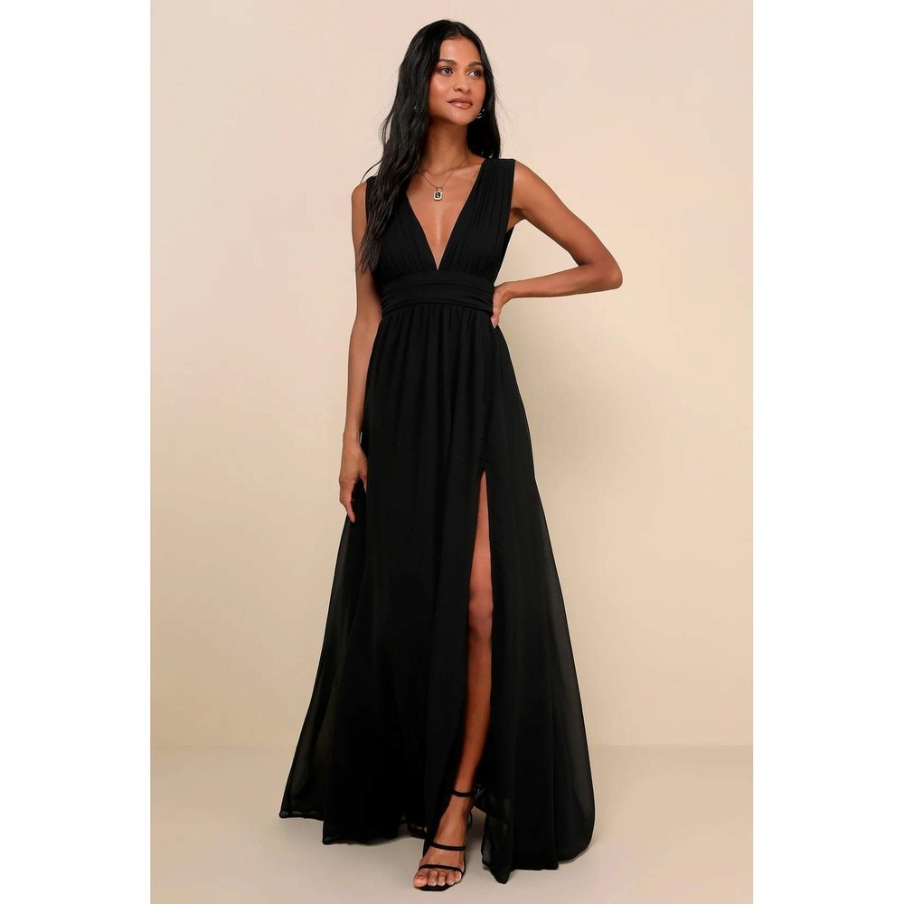 Lulus Heavenly Hues‎ Black Maxi Dress Size Small